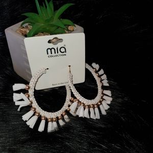 Mia Collection Boho Fringe Hoops - Gold/White - Multiples available